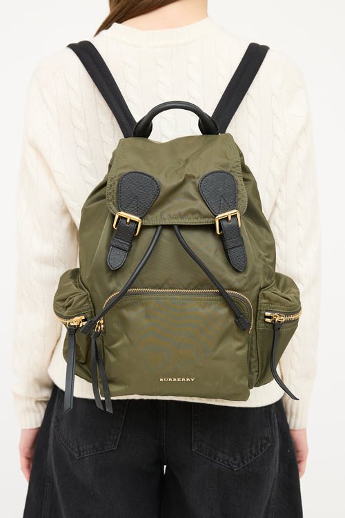 Burberry Green 
Black Nylon Chain Link Backpack