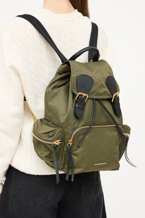 Burberry Green 
Black Nylon Chain Link Backpack