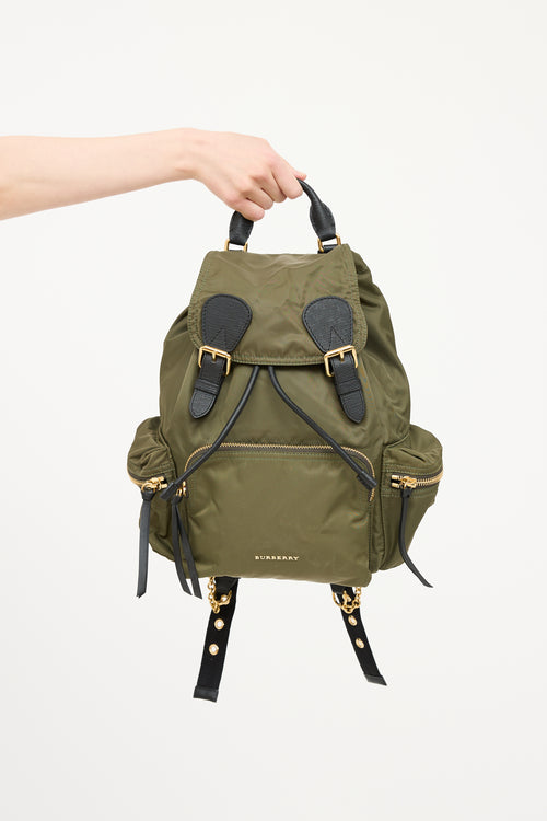 Burberry Green 
Black Nylon Chain Link Backpack