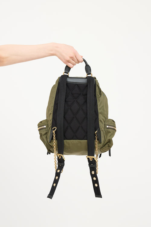 Burberry Green 
Black Nylon Chain Link Backpack