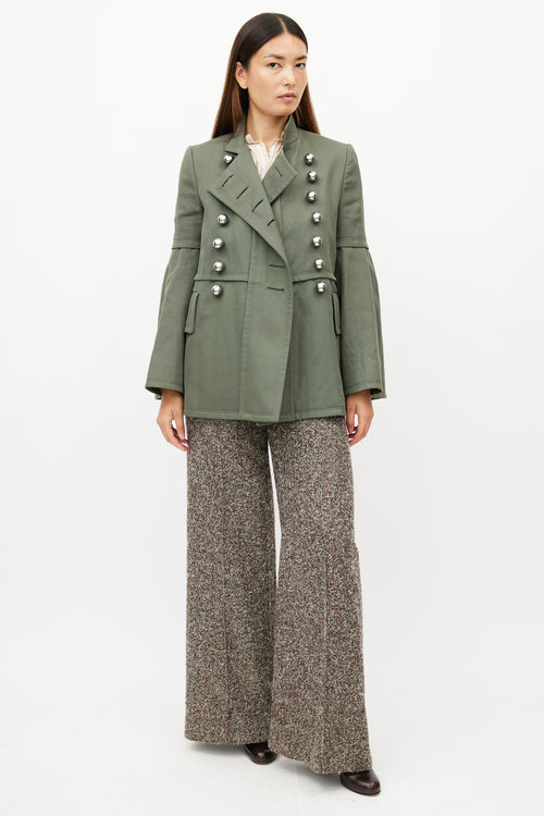 Burberry Green 
Silver Military Jacket