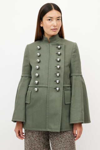 Burberry Green 
Silver Military Jacket