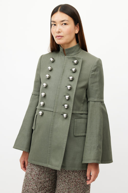 Burberry Green 
Silver Military Jacket