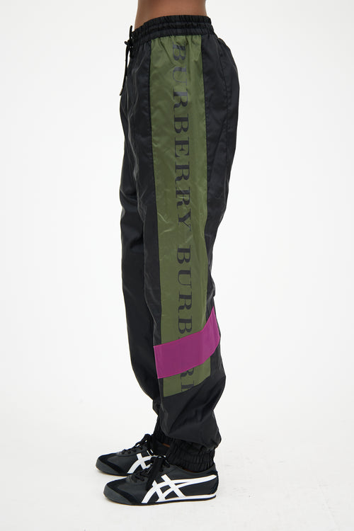 Burberry Black 
Green Logo Track Pant