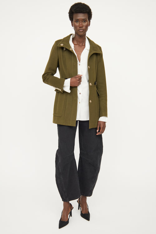 Burberry Green Wool Buckle Jacket