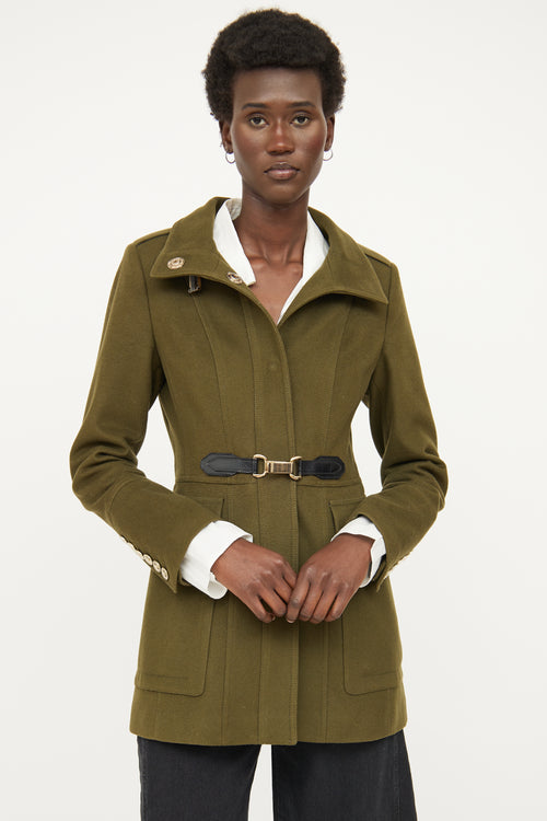 Burberry Green Wool Buckle Jacket