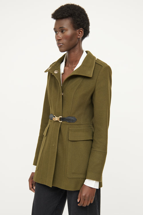 Burberry Green Wool Buckle Jacket