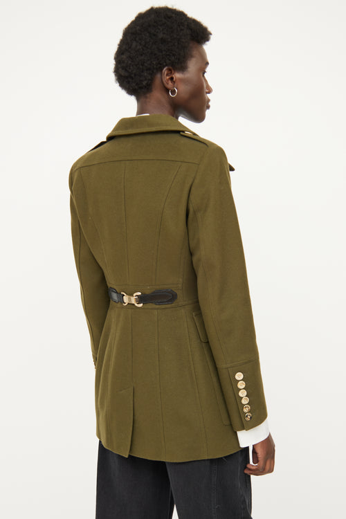 Burberry Green Wool Buckle Jacket