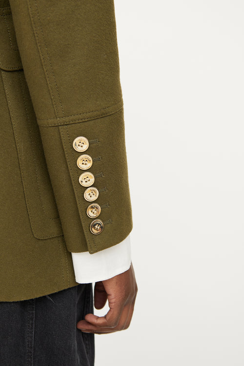 Burberry Green Wool Buckle Jacket