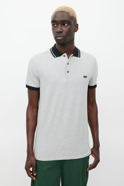 Burberry Grey 
Black Engraved Logo Polo