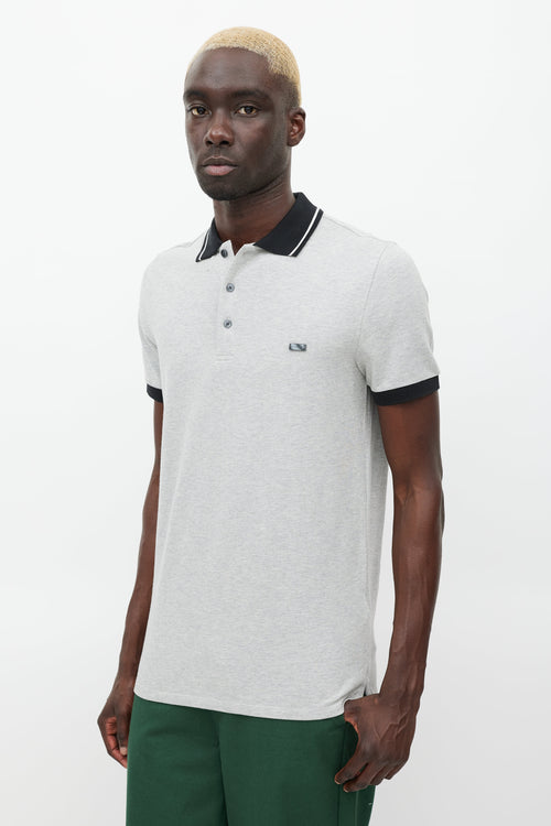 Burberry Grey 
Black Engraved Logo Polo