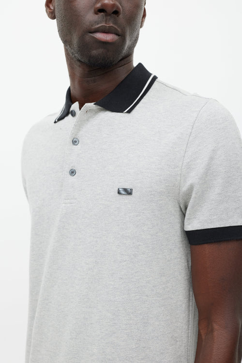 Burberry Grey 
Black Engraved Logo Polo