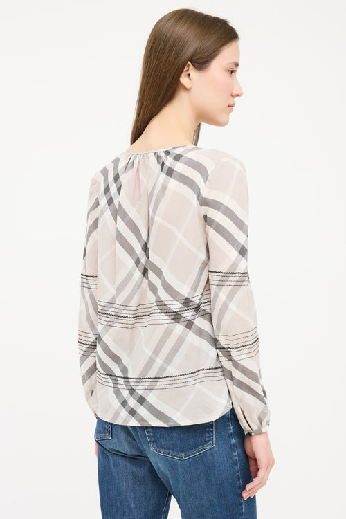 Burberry Grey 
Black Nova Check Tassel Top