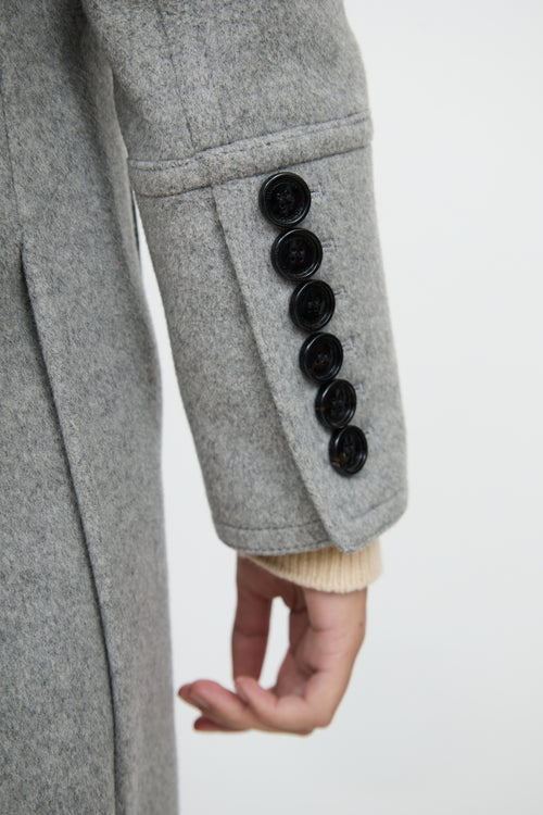 BurberryGrey 
Black Detachable Fur Collar Coat