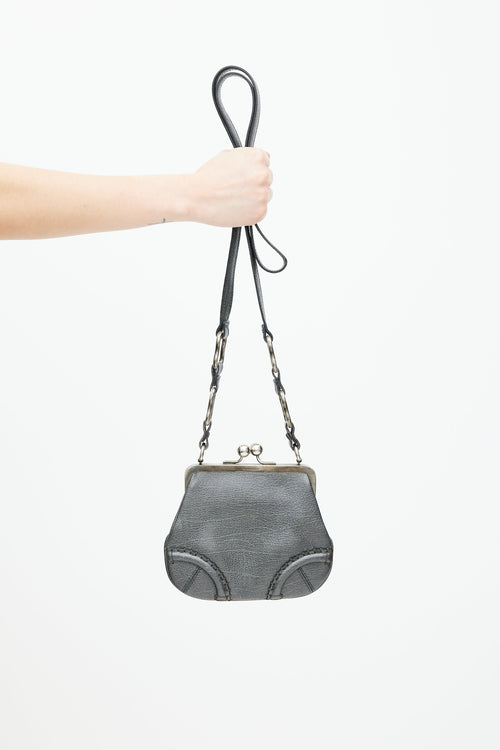 Burberry Grey Frame Metallic Leather Bag