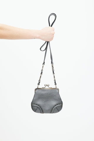 Burberry Grey Frame Metallic Leather Bag