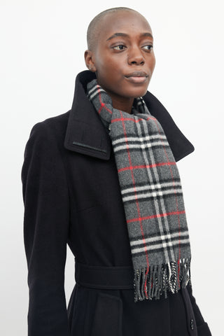 Burberry Grey 
Multi Cashmere Check Scarf