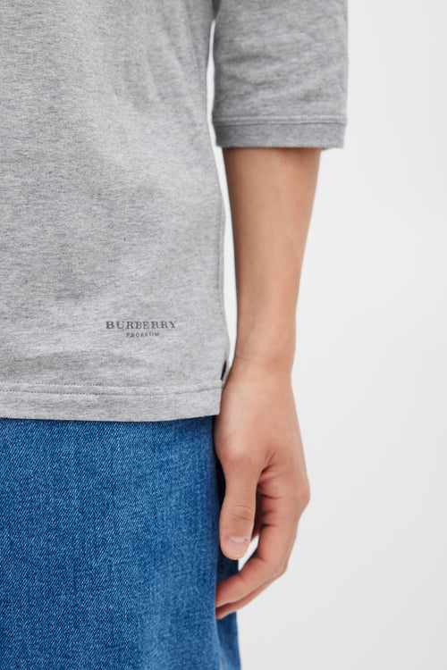 Burberry Grey 
Multicolour Logo Top