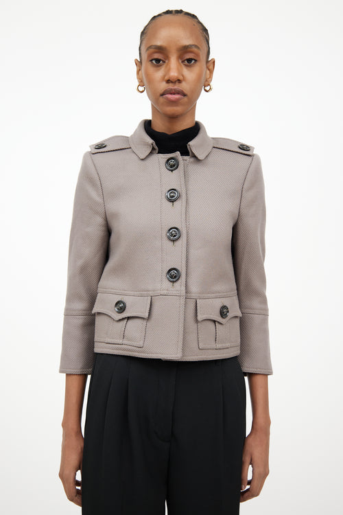 Burberry Grey Textured Crop Jacket