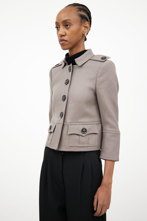 Burberry Grey Textured Crop Jacket