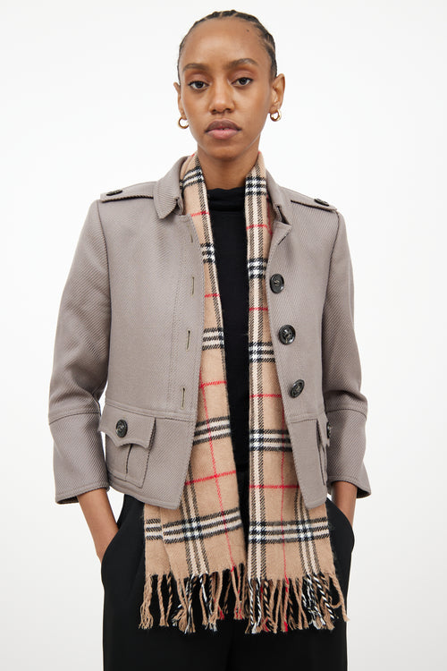 Burberry Grey Textured Crop Jacket