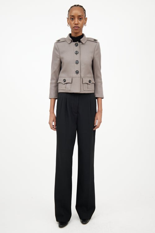 Burberry Grey Textured Crop Jacket