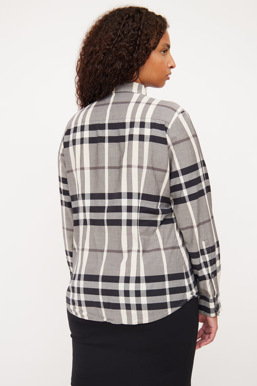 Burberry Grey House Check Button Up Top