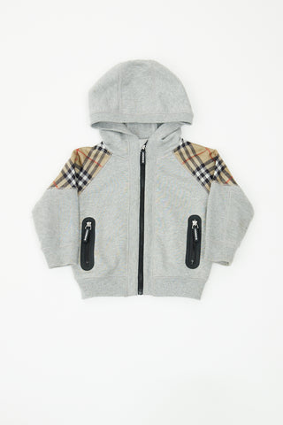 Burberry Grey Check Panel Hoodie