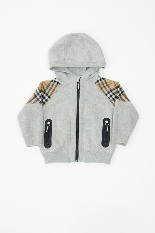 Burberry Grey Check Panel Hoodie