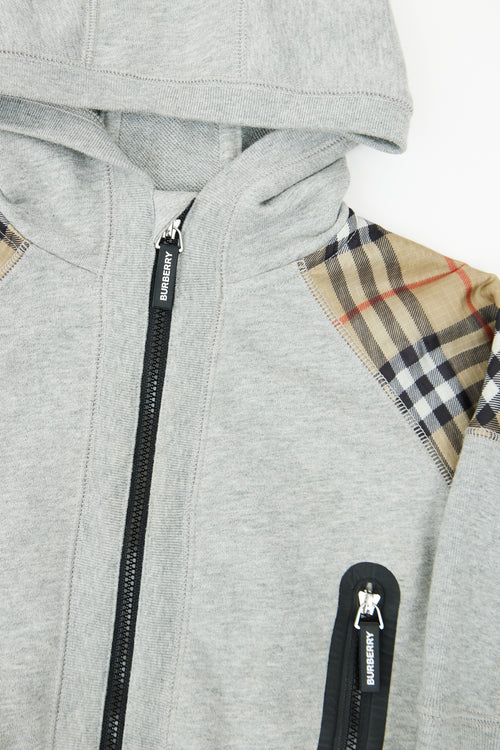 Burberry Grey Check Panel Hoodie