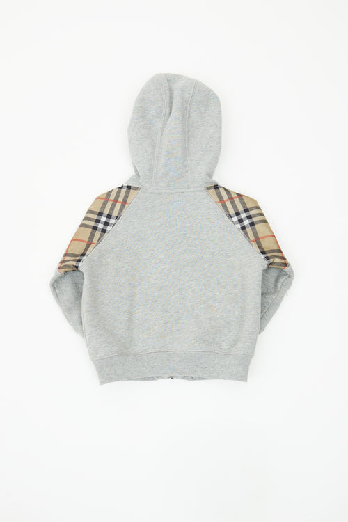 Burberry Grey Check Panel Hoodie