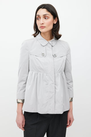 Burberry Grey Pleated Nylon Jacket