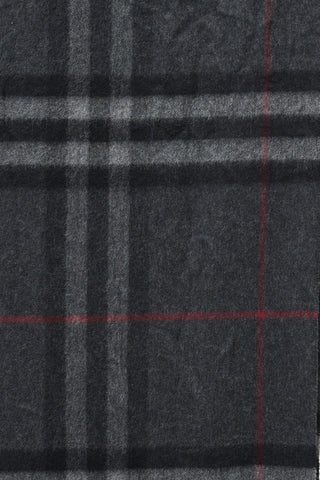 Burberry Grey 
Red Nova Check Cashmere Scarf