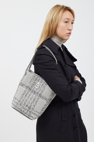 Burberry Grey 
Black Woven Lola Bucket Bag