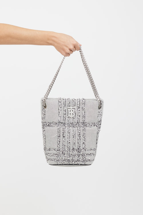 Burberry Grey 
Black Woven Lola Bucket Bag