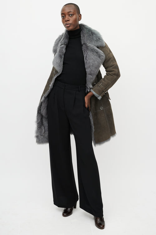 Burberry Grey Suede 
Fur Jacket