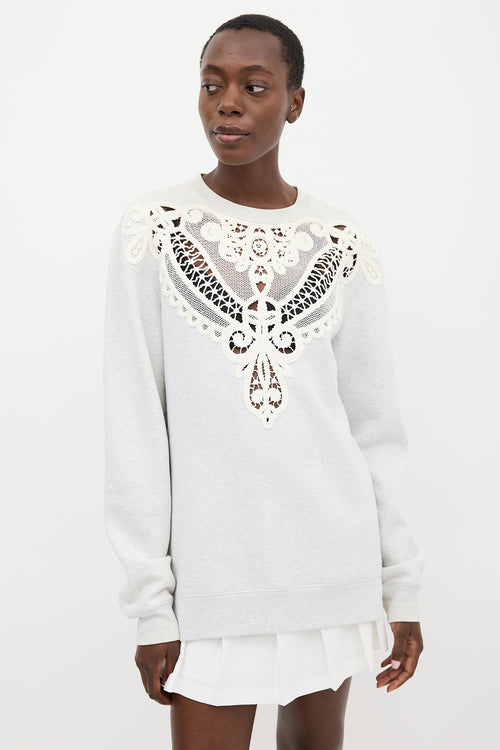 Burberry Grey 
White Lace Sweatshirt