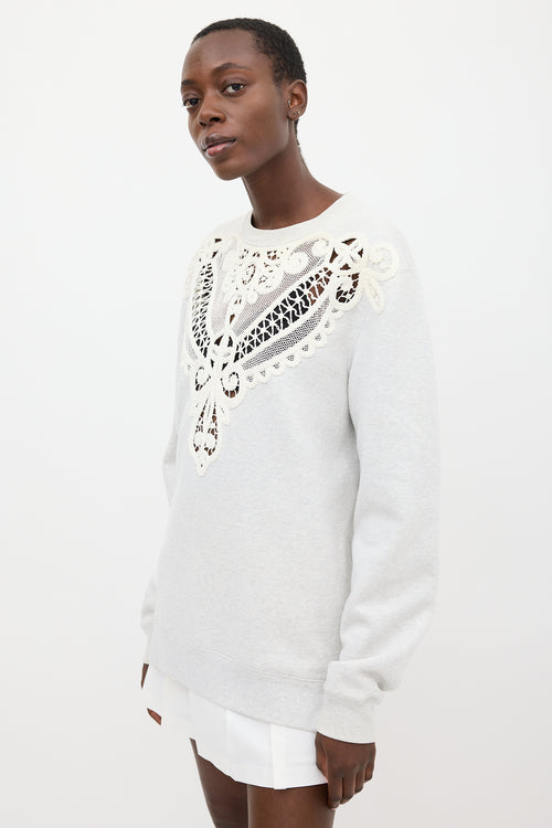 Burberry Grey 
White Lace Sweatshirt