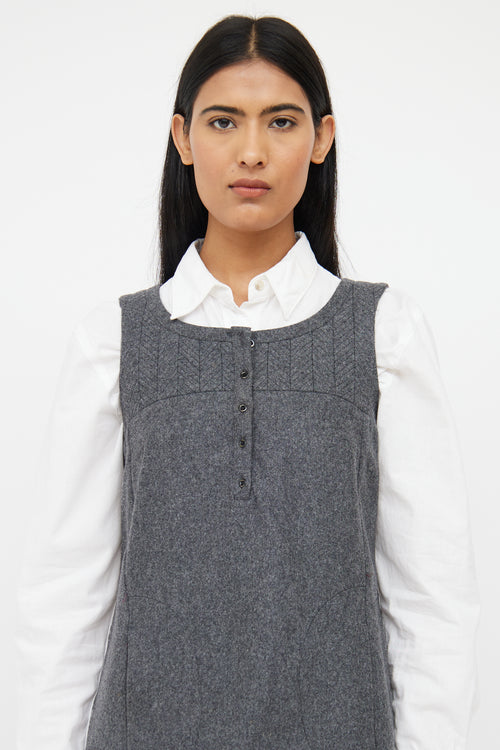 Burberry Grey Wool Pinafore Dress