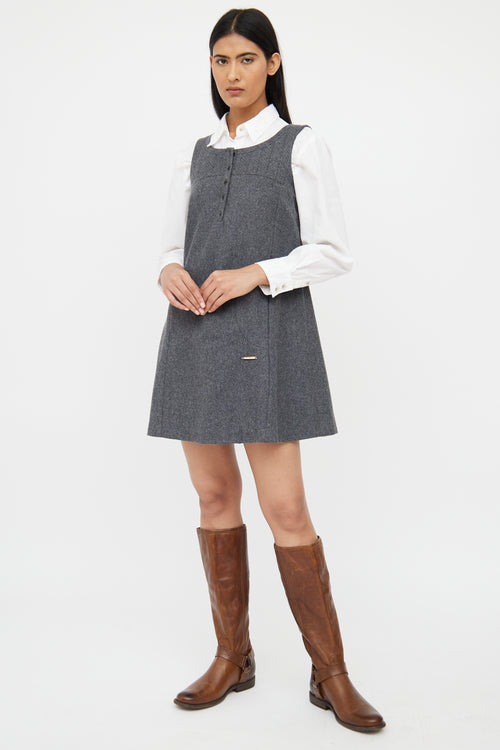 Burberry Grey Wool Pinafore Dress