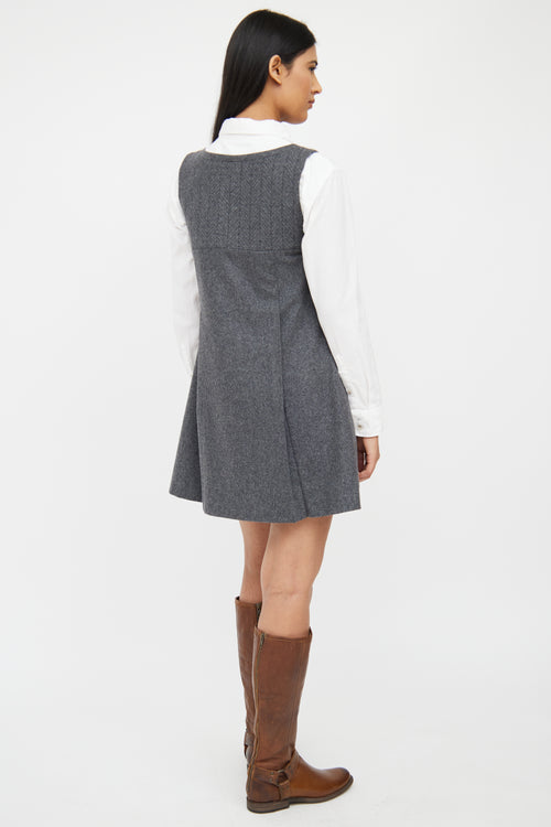 Burberry Grey Wool Pinafore Dress