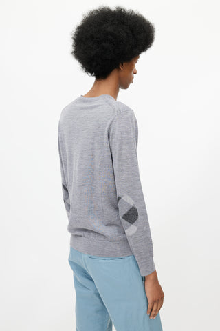 Burberry Grey Wool Elbow Patch Sweater