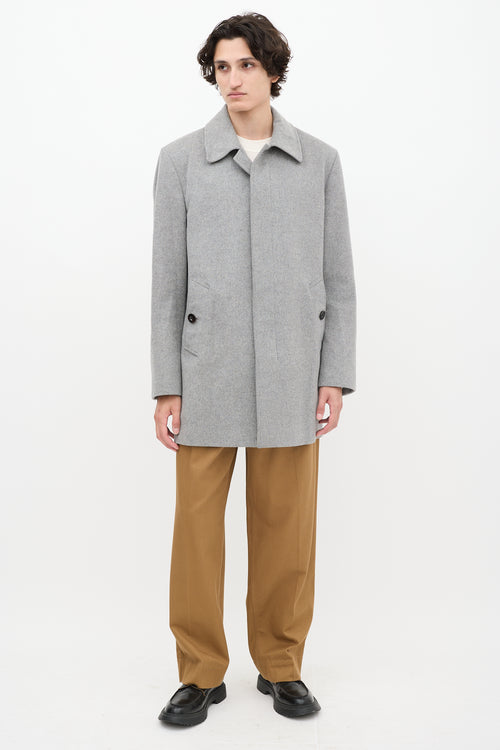 Burberry Grey Wool Two Pocket Pea Coat