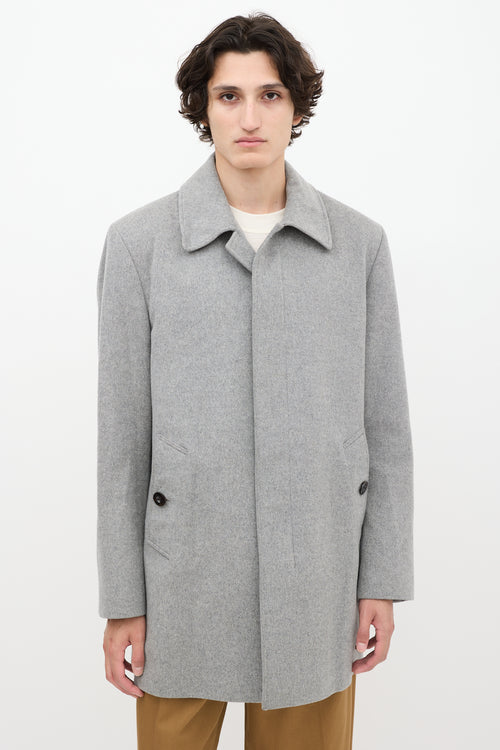 Burberry Grey Wool Two Pocket Pea Coat