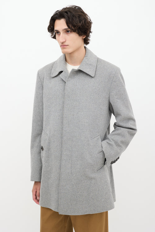 Burberry Grey Wool Two Pocket Pea Coat