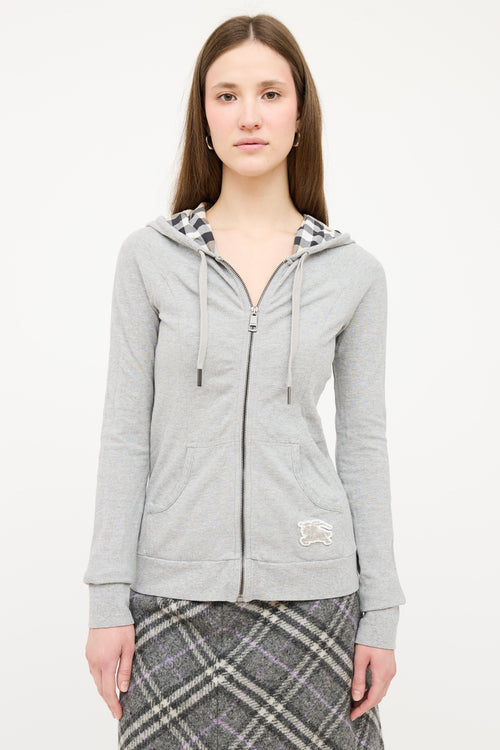 Burberry Grey Nova Check Zip Hoodie