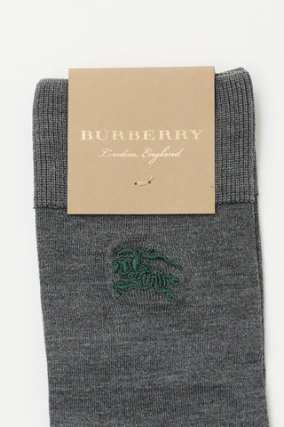 Burberry Grey Silk Logo Socks