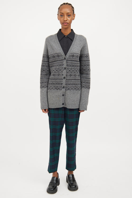 Burberry Grey 
Black Fair Isle Cardigan