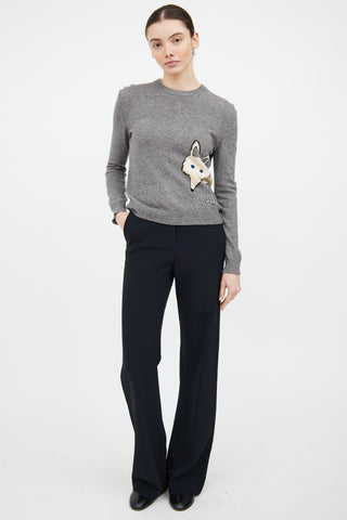 Burberry Grey 
Multicolour Wool Graphic Knit Sweater