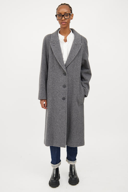 Burberry Grey Wool Pea Coat